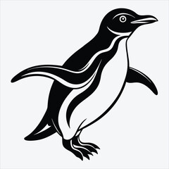 Fototapeta premium Adelie Penguin Silhouette White background illustration Generative Ai