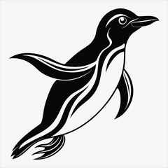 Adelie Penguin Silhouette White background illustration Generative Ai