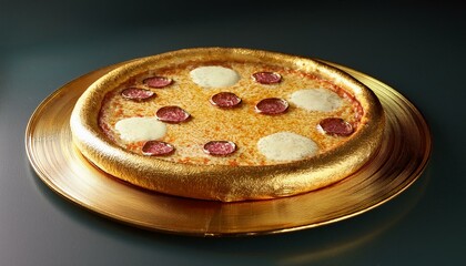 Bright gold pizza food dish