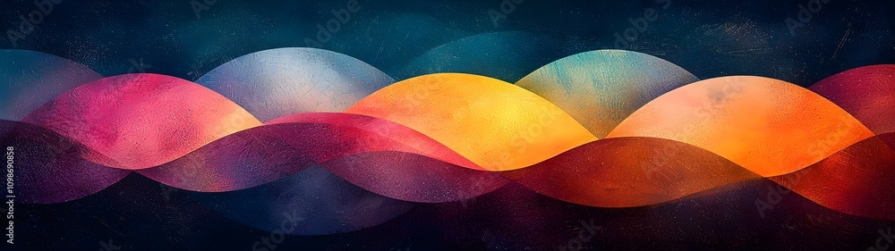 Poster a vibrant abstract wave design showcasing a gradient of colors including deep blues, rich pinks, and