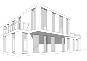 Naklejka premium House sketch architectural 3d rendering