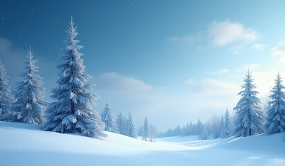 winter scene features serene christmas background calming shades blue snowy landscapes