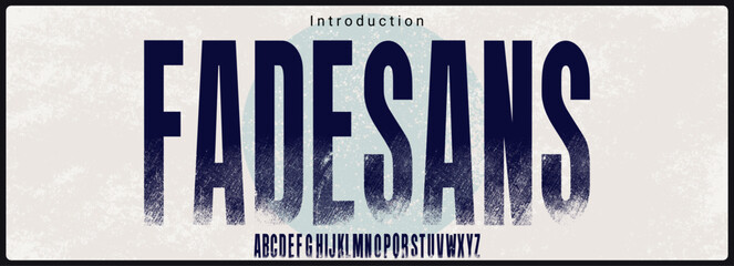 Condensed rough sans serif typeface. Alphabet vector font with faded texture.