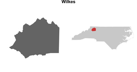 Wilkes County (North Carolina) blank outline map set © David Zydd