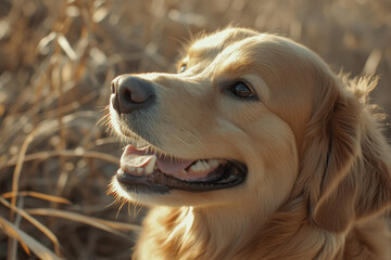 Golden Retriever Smiling in Natural Light