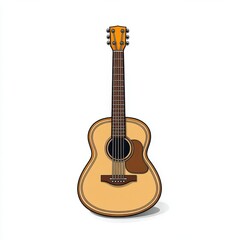 Obraz premium a modern guitar clipart, flat vector shape, brown and beige, isolated on white background