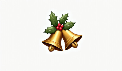 golden bells decorated holly red adornments evoke classic christmas look crisp white background