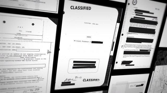 Passing over various classified and secret looking documents with sensitive info. Whistleblower leaked or exposed confidential top secret government agency files of scandalous matters or conspiracy
