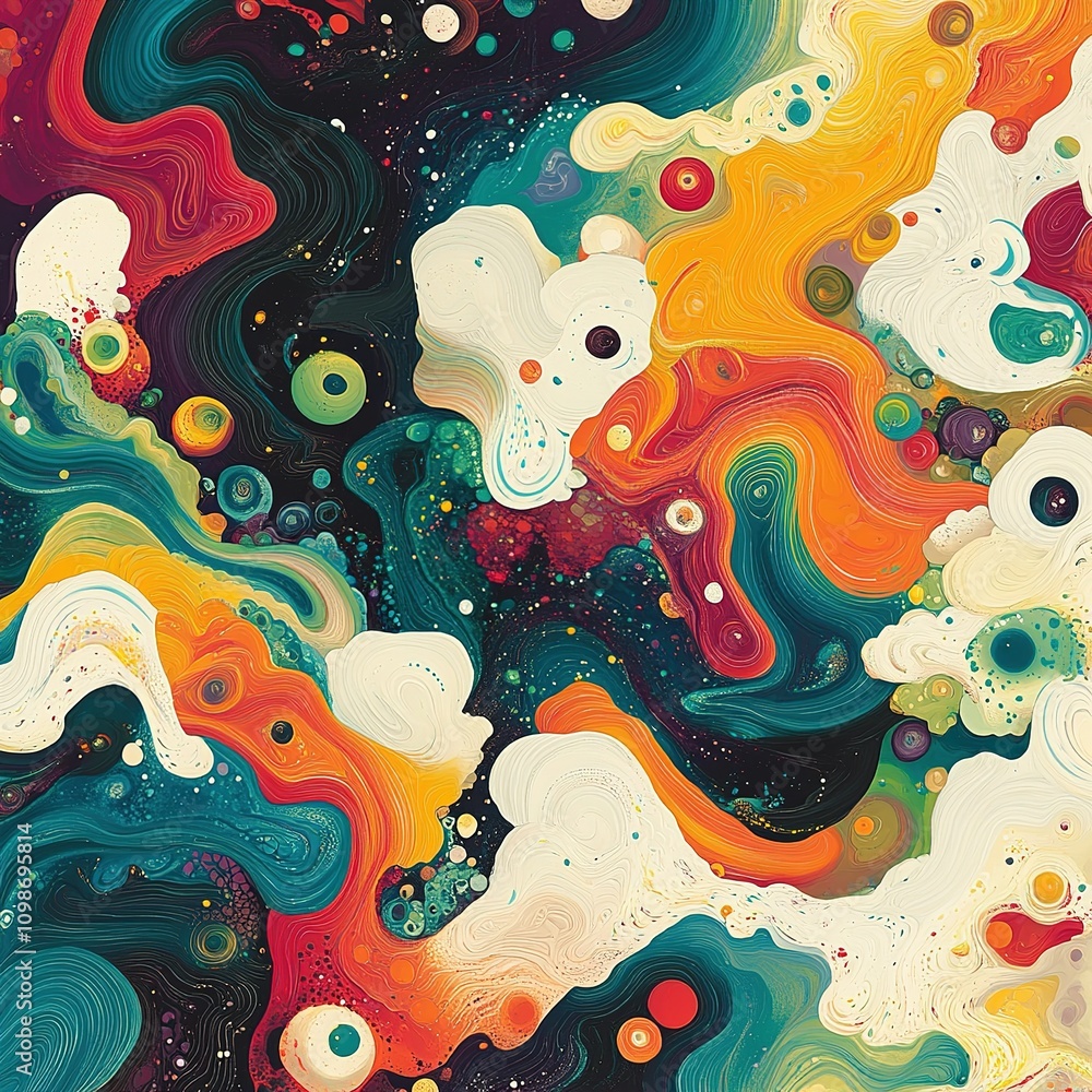Poster dynamic abstract art exploration digital canvas colorful swirls creative space high-resolution visua