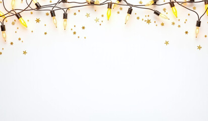 isolated christmas lights white background golden garlands sparks designs graphics used congratulatory ads invites