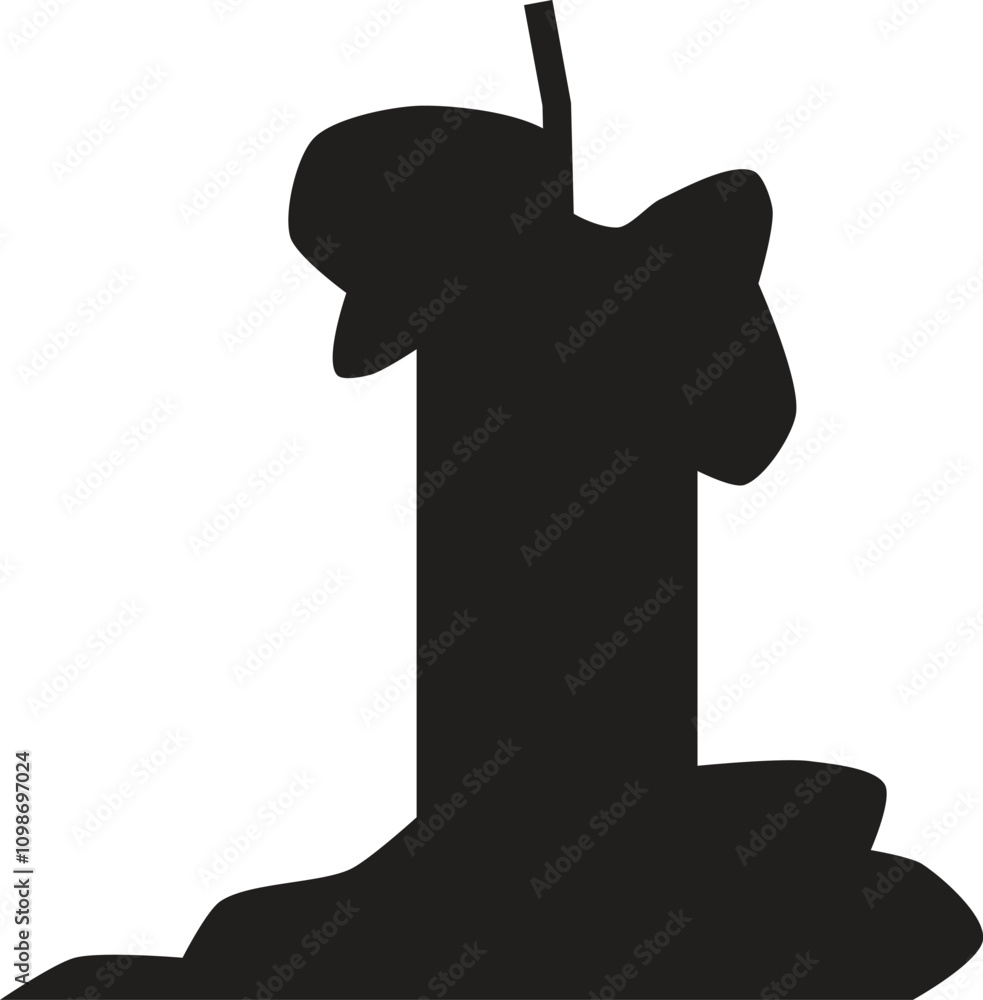 Aufkleber melted wax pooling around the base of a candle with a short wick and whimsical drips, creating a sim