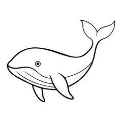Obraz premium Simple black-and-white whale line art with clean and simple outline 