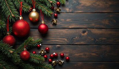 rustic dark wooden background adds somber mood festive christmas decorations