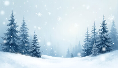 Fototapeta premium serene winter landscape snowy trees delicate snowflakes creates tranquil festive watercolor background atmosphere
