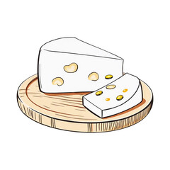 white slice of cheese on plate on transparent background
