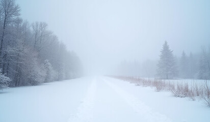 Obraz premium snow falls blanketing landscape drifting white silence everywhere completely covering else outside visually