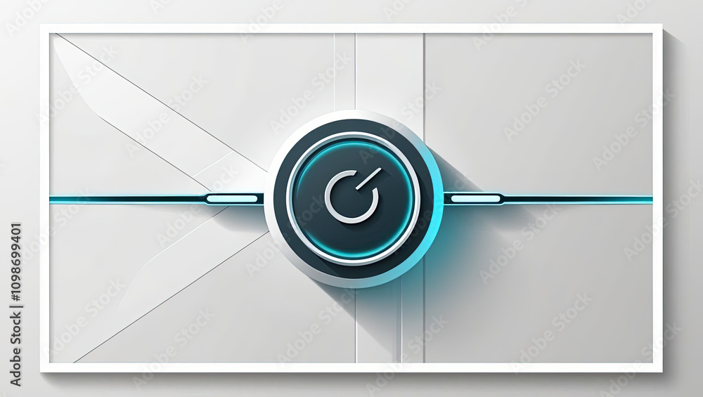 Poster futuristic button with sleek design on modern background