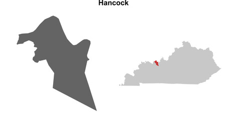 Hancock County (Kentucky) blank outline map set