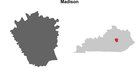 Madison County (Kentucky) blank outline map set