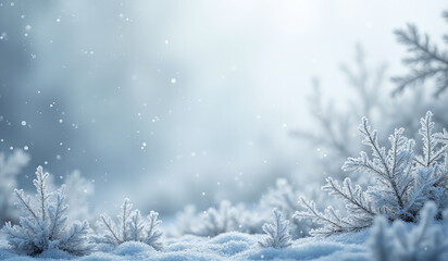 Fototapeta premium softly falling snowflakes create serene winter wonderland subtle textured background icy blues grays dominating scene