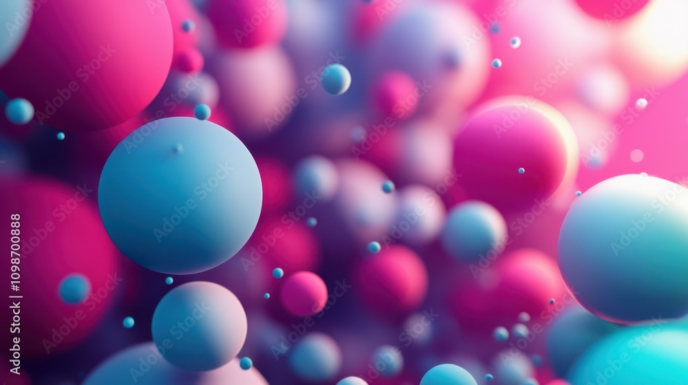 Poster 3d spheres of different sizes and shades creating a dynamic abstract background