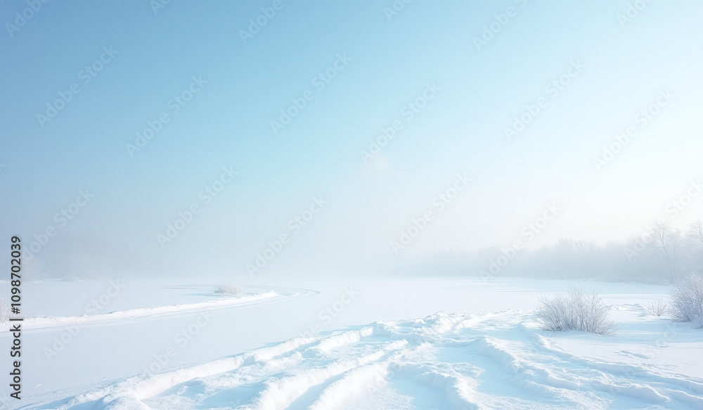 Poster winter landscape features vast empty spaces clear blue sky perfect adding text design elements visua