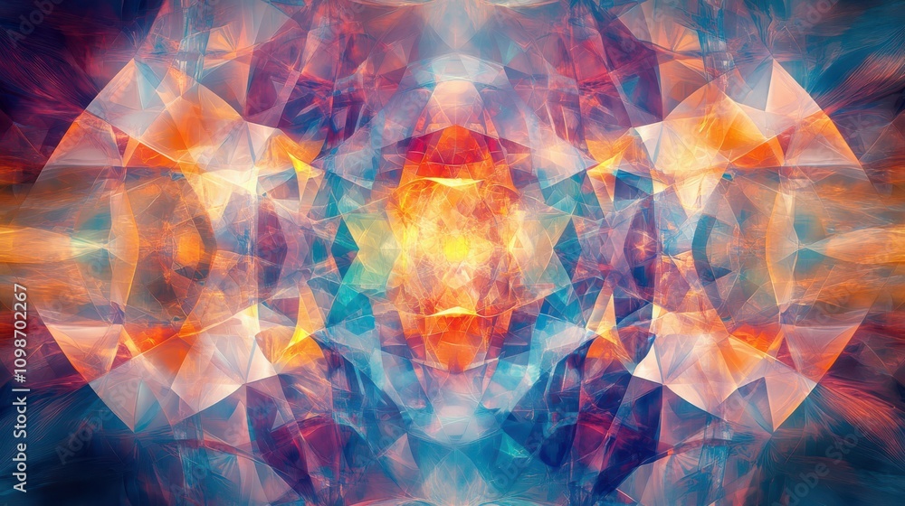 Aufkleber a mesmerizing visual experience created by abstract colorful geometric shapes and shimmering light r