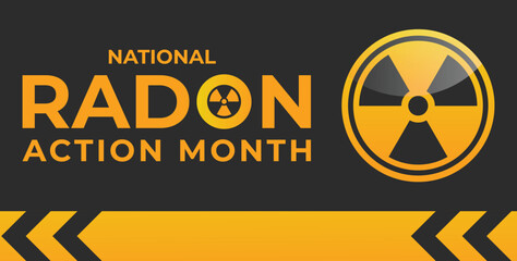 Obraz premium National Radon action month observed each year during January.banner, Holiday, poster, card and background design.
