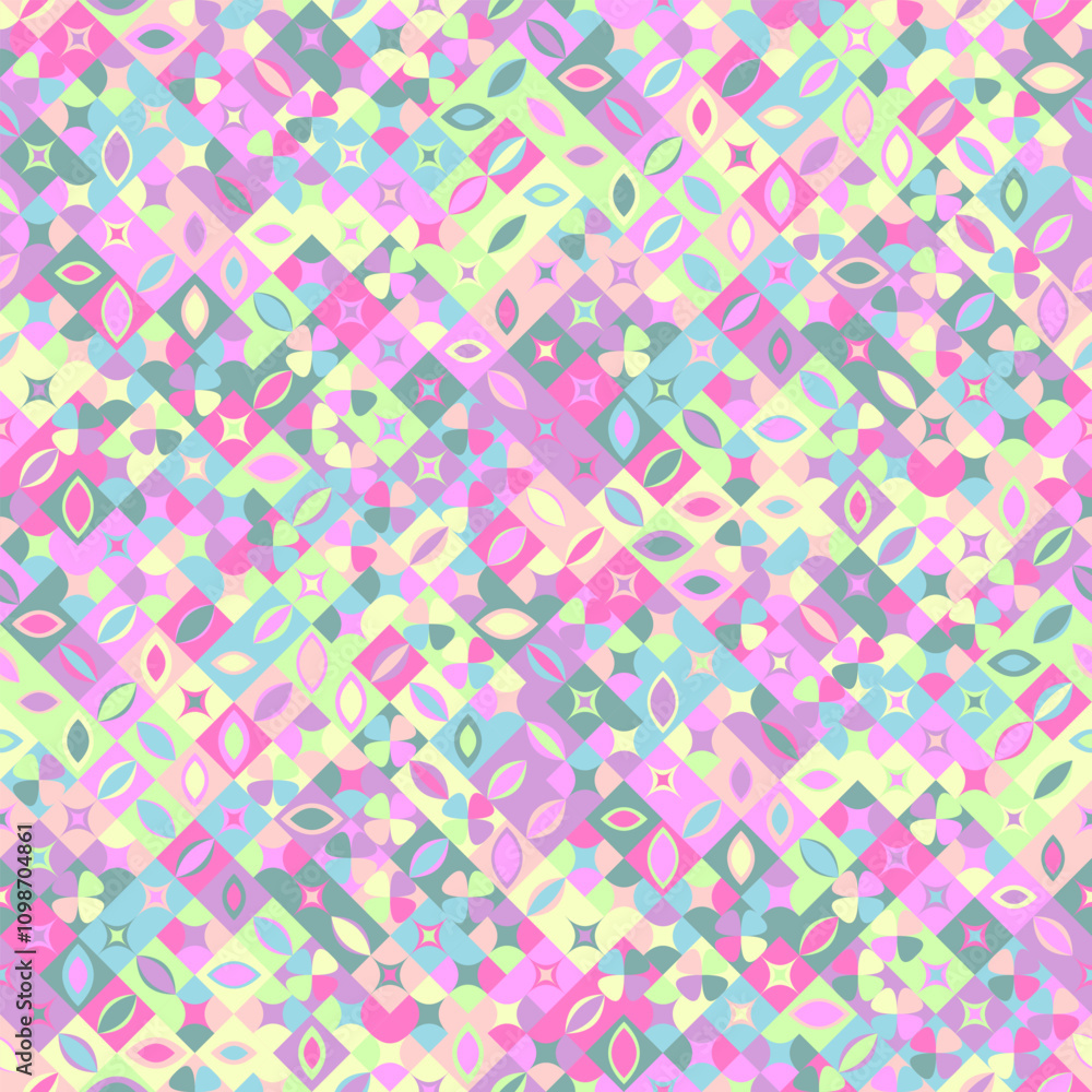 Poster seamless colorful random curved shape pattern background - abstract vector graphic design