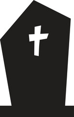 Obraz premium Black gravestone with white cross representing death, religion, and the christian faith, suitable for halloween or religious projects