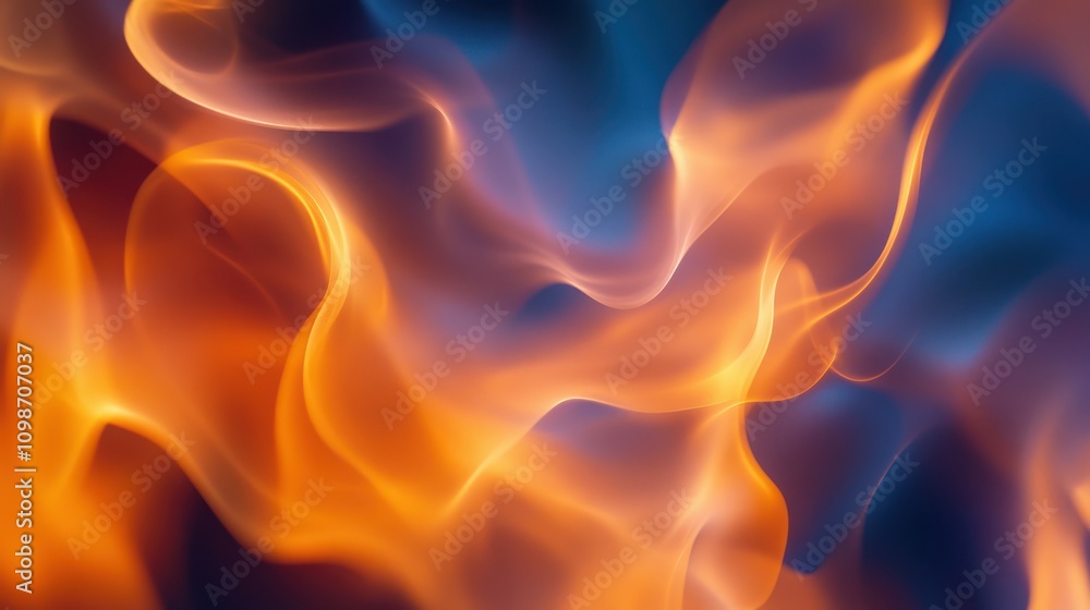 Poster abstract background with flowing blurred forms of colorful flames and smoke.