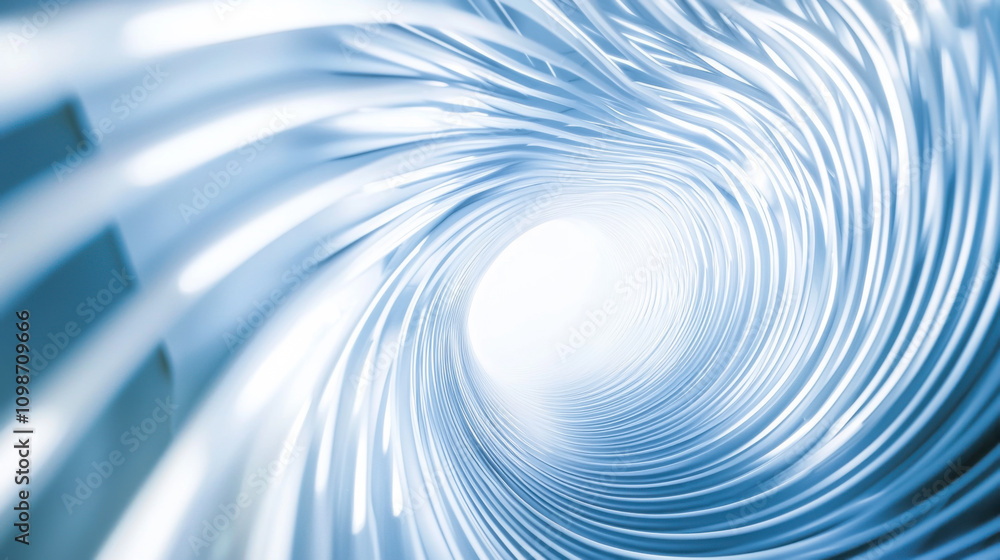 Poster a swirling tunnel of blue and white light creating a futuristic abstract design in a mesmerizing spi