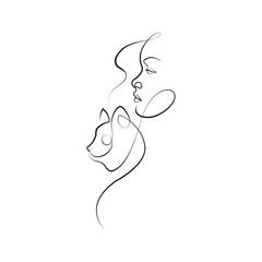 Obraz premium woman with cat