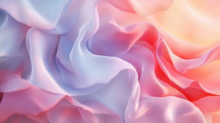 Obraz premium abstract fashion background. Flexible colorful ruffles fluttering, elastic layers waving, drapery folds and curves, pastel gradient. Modern animated wallpaper