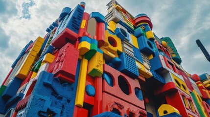Fototapeta premium a building made up ofs and other colorful items