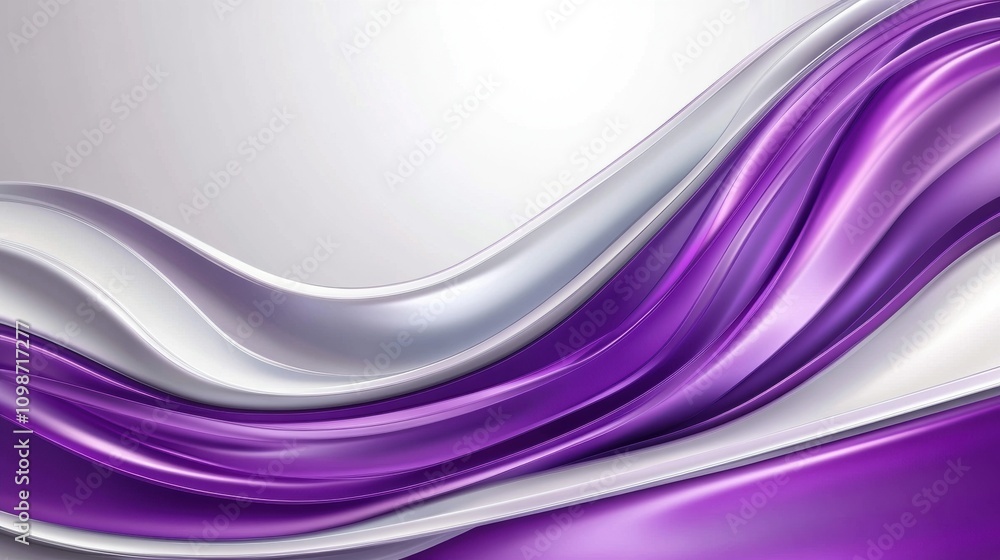 Poster abstract purple and silver waves create a dynamic and elegant visual flow, ai