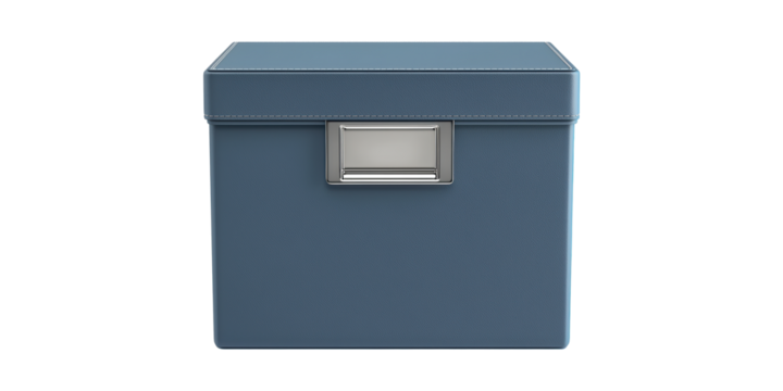 Blue File Box 3D Isolated on Transparent Background