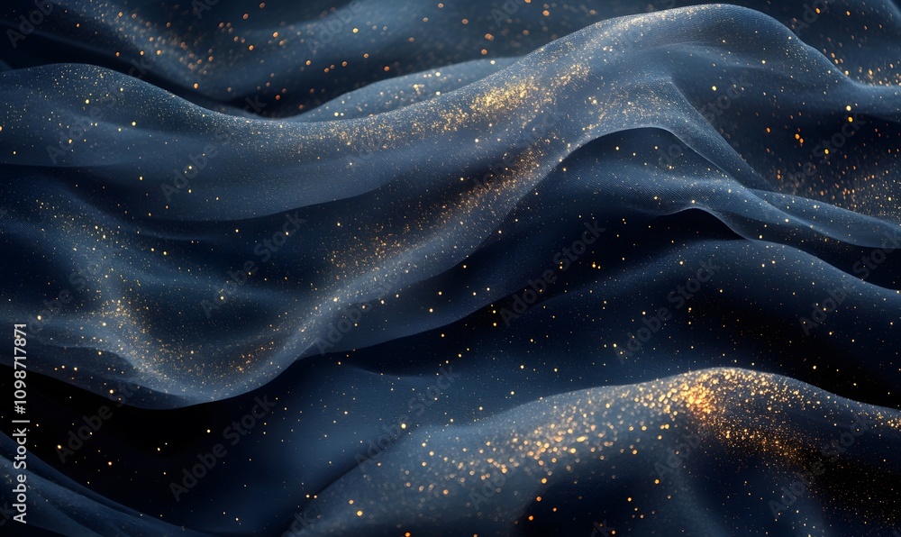 Aufkleber navy blue background with a delicate layer of gold particles creating a shimmering veil effect