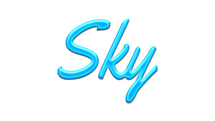 Obraz premium Glowing blue effect of name Sky on white background.