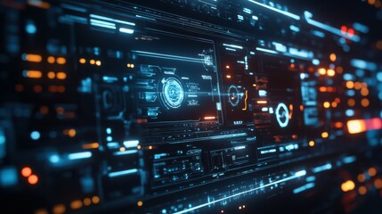 Fototapeta premium A futuristic technology interface with geometric shapes on an abstract background