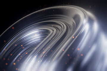 Geometric shape with light particles effects 3d render
