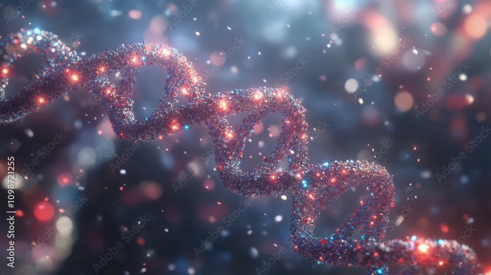 Poster blockchain concept, data storage using dna sequences, bioinformatics concept, biotechnology concept 