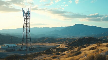 Telecommunication tower, housing antennae transmitting phone, TV, and wireless internet signals. 