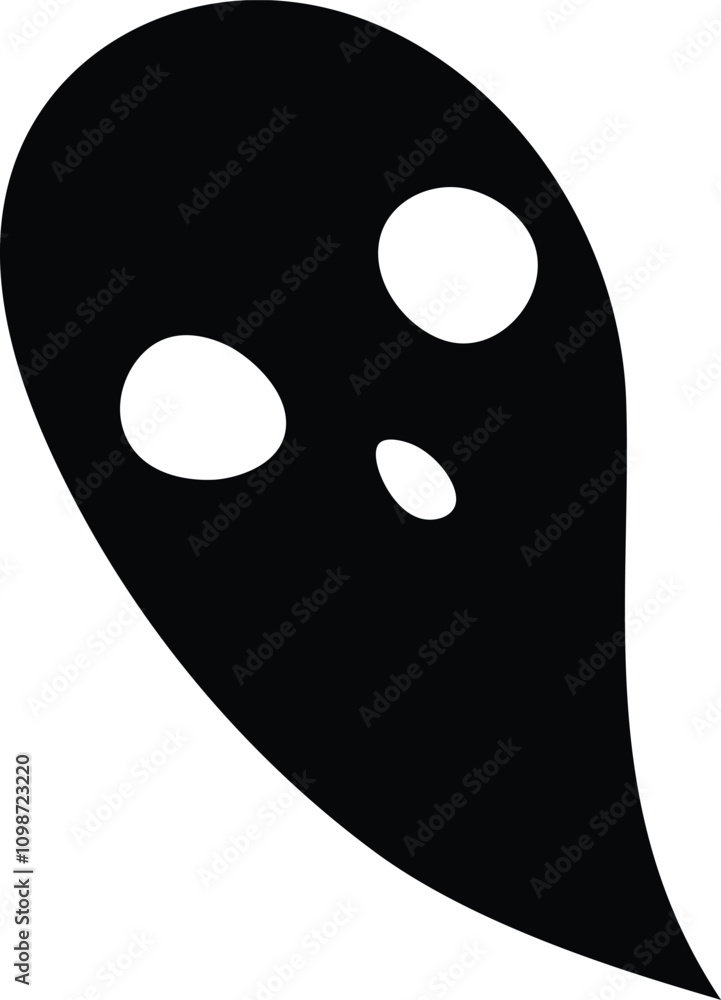 Poster simple black ghost floating with surprised expression, ideal for halloween projects, creating a spoo