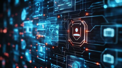 Fototapeta premium Business technology Antivirus alert protection Firewall security and cyber security Cybersecurity and IT
