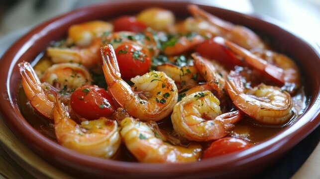 Butter Casserole Shrimp with Tasty Sauce Turkish cimcim karides tava or Tereyagli Guvec Karides
