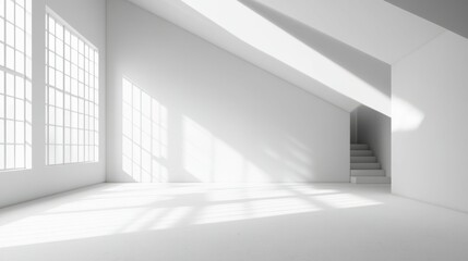 Fototapeta premium An abstract 3D background for product presentations and brand advertising, with shadows of windows and roofs. Empty scene for mockups.