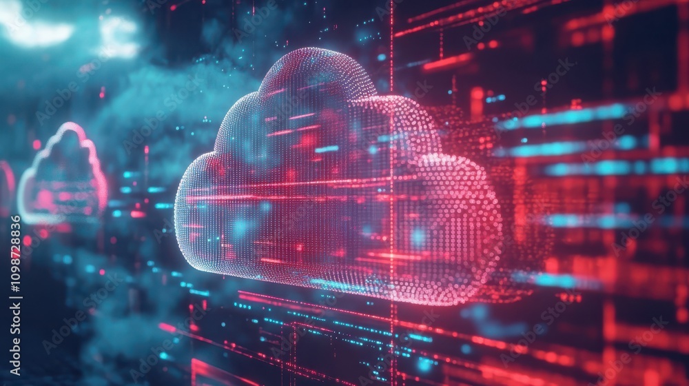 Poster ai and technology cloud computing for transmitting, storing, and backing up data. concept for a futu