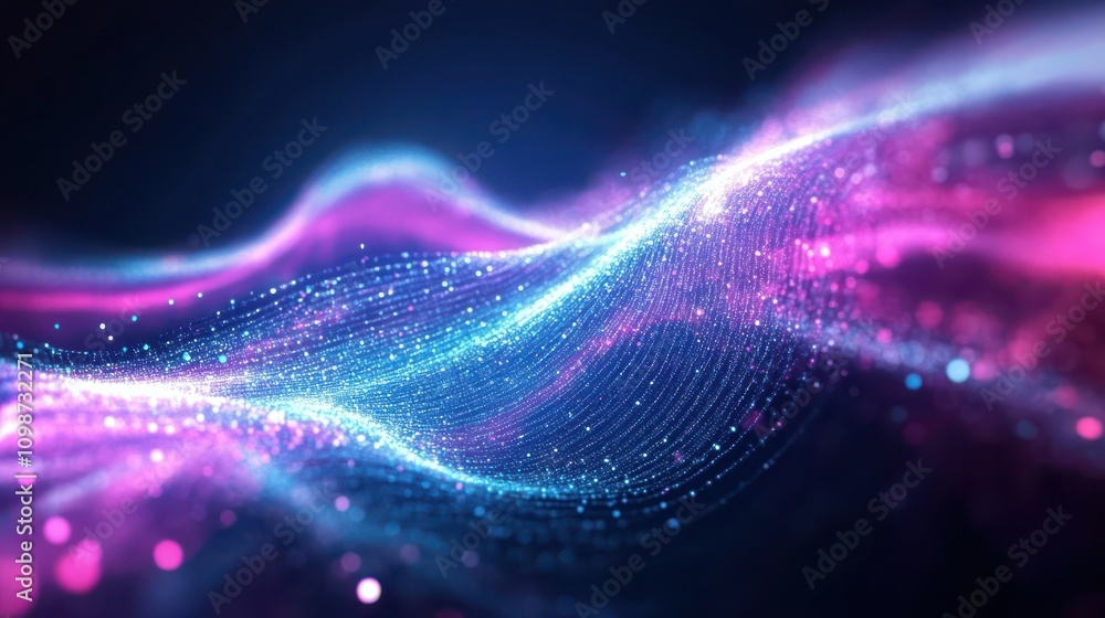 Poster concept of digital data flow and communication. movement of digital data flow.