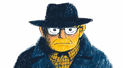 Obraz premium Classic investigator in a wide-brimmed hat, embodying traditional detective aesthetics, ideal for crime scenes or mystery-focused designs.